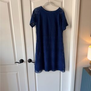 Hugo Boss Royal Blue Crochet Mini Dress
